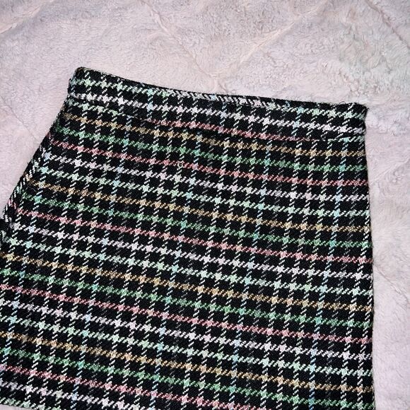 english factory plaid tweed mini skirt women’s small (S) multicolor - Picture 2 of 6